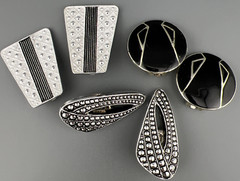Vintage Art Deco Clip Earrings Lot of 3 Silver Tone Cut Steel Western Germany
