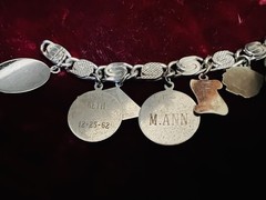 Vtg 7” Charm Bracelet With 11 Sterling Silver Charms 1960s Texas Graduate FTA