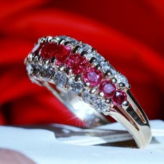 14k yellow gold 1.50ct natural diamond size 6.75 ring ruby band heated 4.95gr