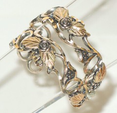 Vtg WM Co. Wheeler Western Two Tone Sterling Silver 12K Gold Hoop Earrings