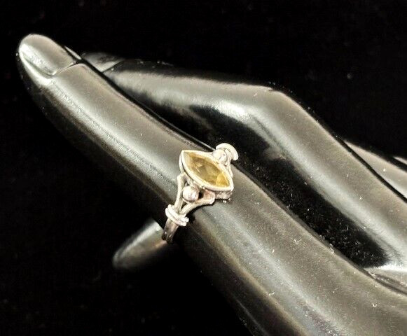 VTG STERLING SILVER 925 Marquise Bezel Set Lemon Quartz Ring Size 6.25 – 2.0G