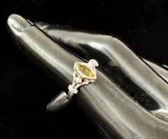 VTG STERLING SILVER 925 Marquise Bezel Set Lemon Quartz Ring Size 6.25 – 2.0G
