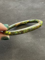 vintage Chinese cloisonne enamel bangle bracelet Hinged Green Floral