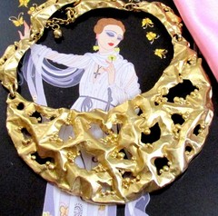 VTG Runway 70s Rare NAPIER Brutalist GP Modernist Bib Necklace “Molten Metal”