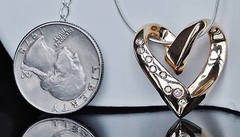14k yellow gold slide pendant heavy 0.17ct natural diamond open heart 7.4gr