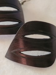 Estate Dangling Pierced Earrings Boho Brown Wooden Minimalist Fashion Jewelry