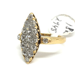 Vintage 18k Yellow Gold Cluster Cocktail 0.60CT Old Miner Diamond Ring Estate