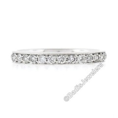 Vintage 14k White Gold 0.60ctw Round Pave Diamond w/ Milgrain Eternity Band Ring