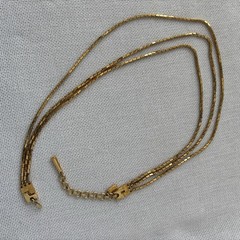 Vintage Monet Gold Tone 3-Strand Necklace Adjustable Length 16-18”