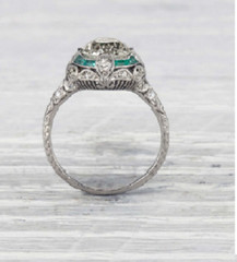 14K White Gold Over 2CT Round Lab-Created Diamond Art Deco Vintage Antique Ring