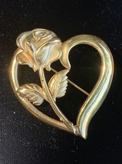 Princess Diana Memorial Heart Rose Brooch Pin Gold Tone Legacy Love RDC ❤️sj3j5