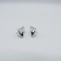 Abstract Art Pierced Earrings Curvy Silver Tone Edgy Retro Style
