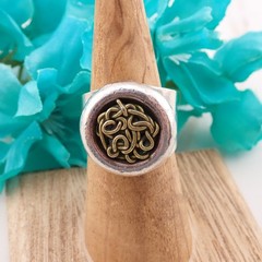 Vintage Artisan Sterling Silver Modern Abstract Size 8.25 Ring 14 Gr