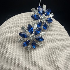 Vintage B David Silver Tone Blue Rhinestone Crystal Necklace Bracelet Clip Ons