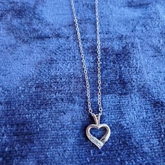 18″ Necklace Open Heart Pendant 4 Stones Silver Tone Marathon Co Dainty READ