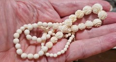 Vtg LOT Graduated Carved Rose Bead Elephant Necklaces Krememtz Rose Brooch ERs +