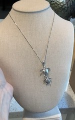 Vintage Sterling Silver Turtle Pendant And Necklace, 18” Chain, Mexico. 6 Grams