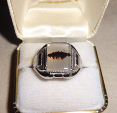 Vintage Sterling Silver Moss Agate Ring Sz 11
