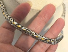 Vintage Lady Remington Two Tone Necklace Silver Gold Link Choker Geometric Chain
