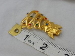 Vintage Goldtone Rhinestone Angel Topped Christmas Tree Brooch