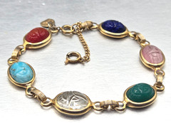 Vintage Judy Lee Multicolor Gemstone Gold tone Bracelet 7″