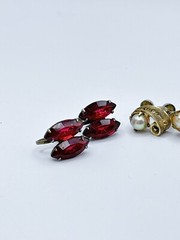 Lot Of 3 Vintage Screw Back Earrings BELL, Sterling, Sorrento, Rhinestones