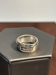 Vintage Sterling Silver Feather Spinner Ring Size 8.5 Wide Band
