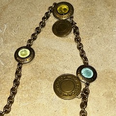 Coach Vintage Gold‑Tone Multicolor Cabochon Station Necklace – 18″ Y2K Era RARE