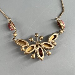 Vtg Rhinestone Marbled Opalescent Butterfly Collar Necklace & Earrings As Is