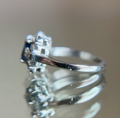 Vintage Retro ~1ct Sapphire & Diamond Platinum Engagement Ring Sz 5 5.7g Estate