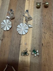 Vintage Costume Earring Lot Mixed Stud Hoop Dangle Rhinestone Gold Silver
