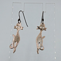 VTG 925 Cat Silhouette 1.5in Drop Earrings Sterling Silver 3g Patina Intact READ