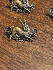 Lot Of 10 Cute Rabbit Post Earrings France Vintage 60s Brass Stampings Jewelry