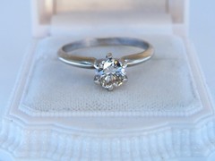 14k Natural .50ct Round Diamond Engagement RING Sz 5.5 Brown Yellow Color Change