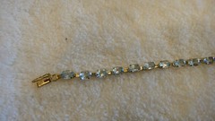 NICE Vintage Antique Estate Jewelry 10k Gold Aquamarine Gemstone Tennis Bracelet