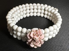 Beaded Bracelet with Rose Charm (1950s-1970s) Collectible