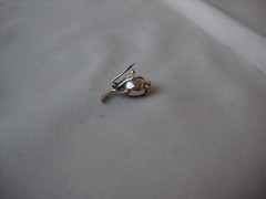 VINTAGE 1970-80s 3D POPPY SEED POD GREEN TOPAZ STERLING SILVER STAMPED 925 PIN