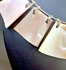 Stunning Abalone Shell Sterling Silver Choker Tribal Statement Necklace