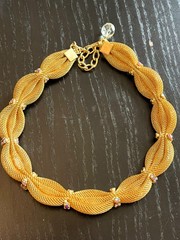 Rare Outstanding Vintage HOBE Set Necklace Bracelet Earrings Amethyst Gold Mesh