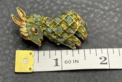 Vintage Swoboda Green Peridot Donkey Brooch Red Ruby Eyes Stone Pin