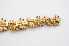 Vintage Weiss Bracelet Gold Tone Orange Rhinestone 7″