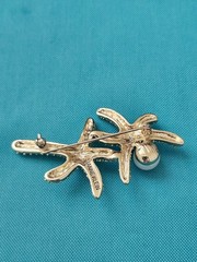 Vintage Signed Anna Klein Faux Pearl Starfish Brooch Pin