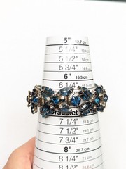 Juliana D&E Five 5 Link Rhinestone Bracelet Blue Navette Flower Accent Ref 6275