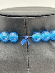 Vintage Cobalt Blue Transparent Glass Round Bead Necklace 14in 10mm King Bead