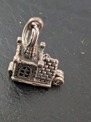 Vintage 3D Church Bride Groom Inside Charm it opens Wedding Sterling Mechanical