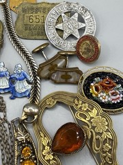 Antique Victorian Art Deco Wearable Jewelry Lot Estate Chain Pin Bracelet Charm