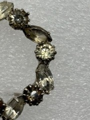 Vintage Smoky Gray Clear Prong-Set Rhinestone Wreath Brooch Silver-Tone Unsigned