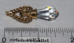Sterling Silver Gold Toned Vintage Lenox Faceted Crystal Angel Pendant