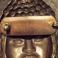 Rare Vtg Sterling Button Co. NY Repousse Buddha Pin Brooch