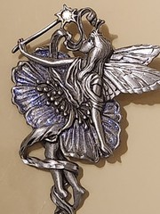 Vintage JJ Fairy Brooch Large Enamel Wings Magic Wand Fantasy Pin